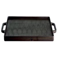Gusseisen-Grillplatte, robust, beidseitig verwendbar, quadratisch, schwarz, 38x38cm