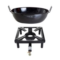 Hockerkocher-Set (groß) mit Emaille-Schüssel / Topf Ø 40 cm - ohne Zündsicherung