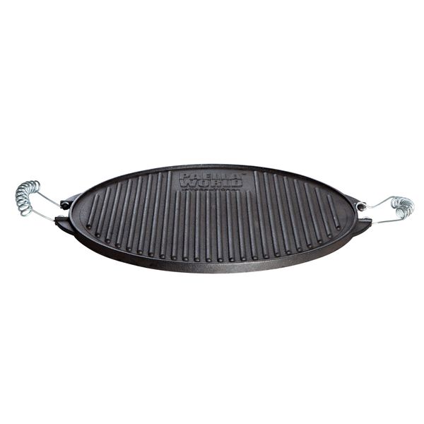 Gusseisen-Grillplatte Light mit Edelstahl-Griffen 25cm rund schwarz