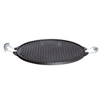 Gusseisen-Grillplatte Light mit Edelstahl-Griffen 25cm rund schwarz