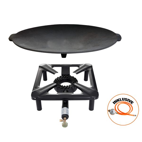 Hockerkocher-Set (groß) mit Gusseisengrillschale Ø 45 cm