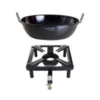 Hockerkocher-Set (klein) ohne Zündsicherung mit Emaille-Schüssel/Topf Ø 30 cm