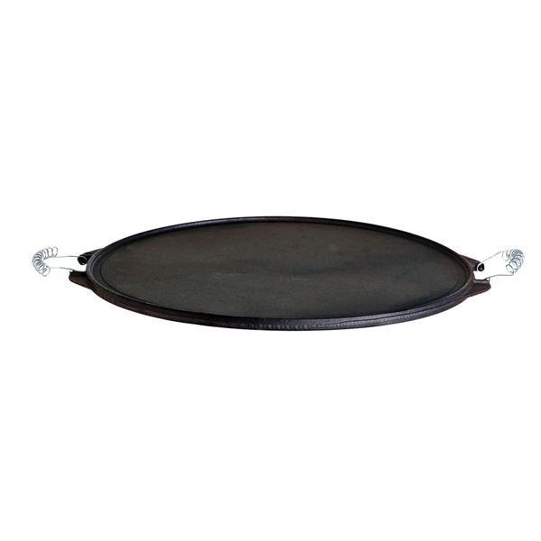 Gusseisen-Grillplatte Light mit Edelstahl-Griffen 38 cm rund schwarz