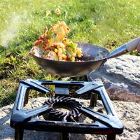 Hockerkocher-Set mit Stahl-Wok Ø 30 cm - ohne Zündsicherung