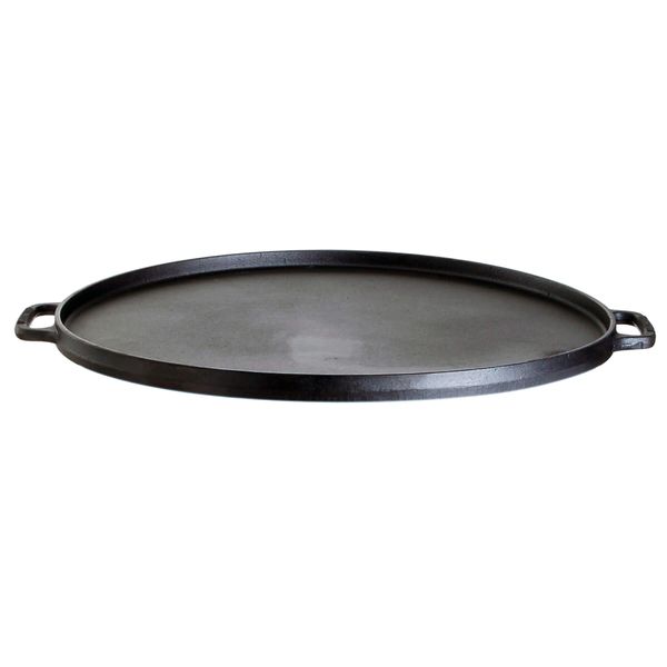 Gusseisen-Grillplatte, robust, beidseitig verwendbar, rund, schwarz