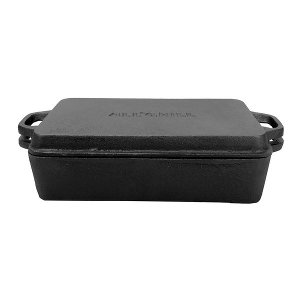 Gusseisen Casserole 28x17x6 cm, Deckel 28x17x3 cm, robust