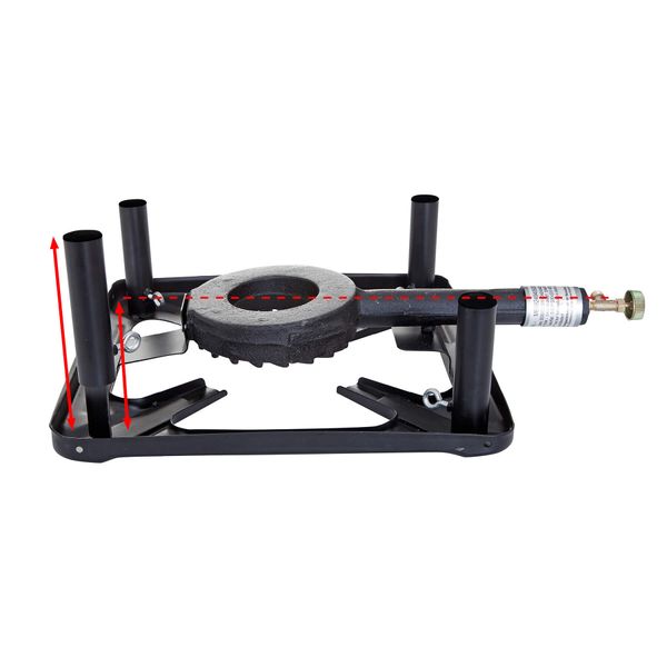 Hockerkocher-Set klein mit Gusseisen-Grillplatte Ø 38 cm inkl. Gasschlauch Regler