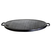 Gusseisen-Grillplatte, robust, beidseitig verwendbar, rund, schwarz, 41cm