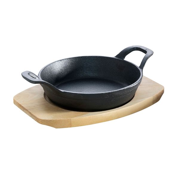 Gusseisen-Minipfanne mit Stiel und Untersetzer 18cm schwarz
