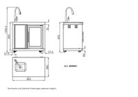 Modul 1 Anbauwaschbecken/Kühlschrankkombination CASO Kühlschrank 96x58x90 cm