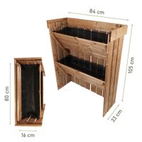 Blumentreppe aus Holz, Pflanzregal mit Gartenvlies, Blumenkasten als Sichtschutz