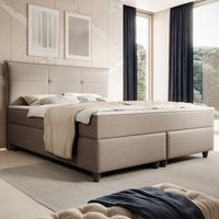 Boxspringbett Emden 180x200cm Webstoff Hellgrau