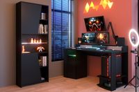 Gaming 2 - Gamertisch mit Regal, LED Beleuchtung mit Farbwechsel