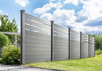 WPC-Sichtschutzzaun CORTADO - 5x Element + 6x Pfosten mit 3 Luftöffnungen - Grau