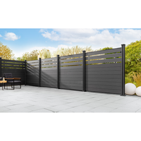 WPC-Sichtschutzzaun CORTADO - 5x Element + 6x Pfosten mit 3 Luftöffnungen - Schwarz