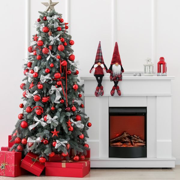Wichtel 2er Set, Weihnachtswichtel als Kantenhocker, Gnome mit karierten Schuhen