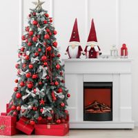 2er Set Wichtel 50 cm hoch, Weihnachtswichtel Duo in weihnachtlichem Rot