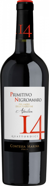 Primitivo Negroamaro Puglia IGT "14" Contessa Marina Italien  halbtrocken - 6er Karton