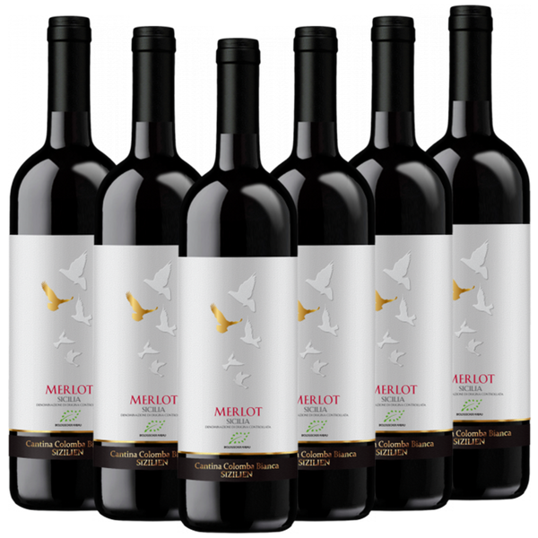 Bio-Merlot Sicilia DOC Colomba Bianca Italien  trocken - 6er Karton
