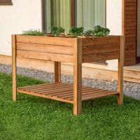 Hochbeet aus Holz mit Ablage, Pflanzkasten 110 x 60 cm, Kräuterbeet mit 6 Pflanzzonen