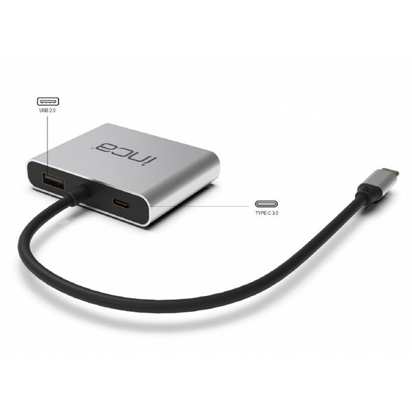 Typ-C-Hub X4 Dual HDMI 4K@30 Hz+ USB-C Adapter Silber