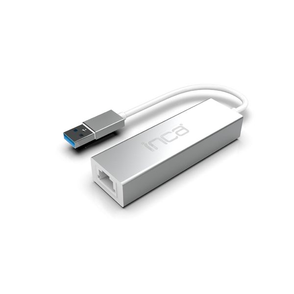 USB-Hub X4 USB 3.0 + Ethernet RJ45 USB-Multiport USB-Adapter Silber
