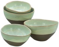 Basalt Bowls, Salbei, 4-teiliges Geschirrset, Bowl Set  aus Steinzeug