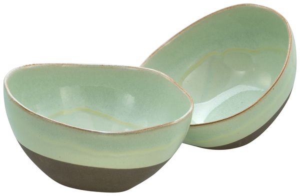 Basalt Bowls, Salbei, 2-teiliges Geschirrset, Poke Bowl Set aus Steinzeug
