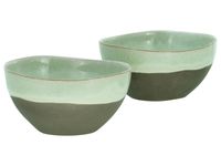 Basalt Bowls, Salbei, 2-teiliges Geschirrset, Poke Bowl Set aus Steinzeug
