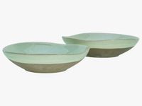 Basalt Bowls, Salbei , 2-teiliges Geschirrset, Pastabowl Set aus Steinzeug