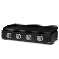 Plancha Gasgrill 4 U-Brenner Edelstahl, emailliertes Gusseisen, Temperatur einstellbar bis 350 °C