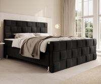 Boxspringbett Tarifa 180x200cm Velour Schwarz / SL 3 / Deren 22