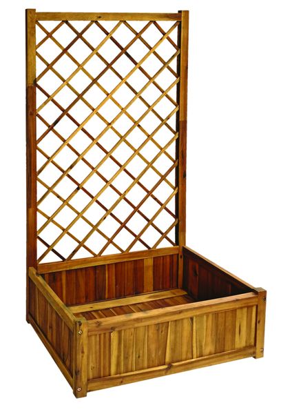 Pflanzkasten Pflanztopf Blumentopf mit Rankhilfe 150 x 80 x 38 cm FSC braun