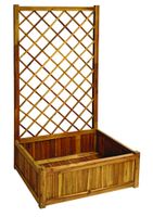 Pflanzkasten Pflanztopf Blumentopf mit Rankhilfe 150 x 80 x 38 cm FSC braun