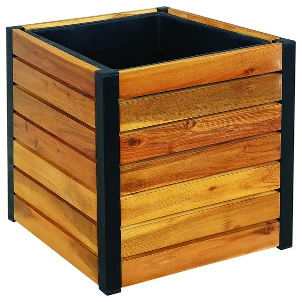 Holz Pflanzkübel, Pflanzkübel, Blumenkasten, Blumenkübel 33,5 x 33,5 x 32 cm FSC braun