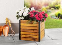 Holz Pflanzkübel, Pflanzkübel, Blumenkasten, Blumenkübel 33,5 x 33,5 x 32 cm FSC braun