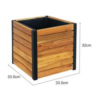 Holz Pflanzkübel, Pflanzkübel, Blumenkasten, Blumenkübel 33,5 x 33,5 x 32 cm FSC braun
