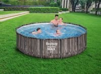 Steel Pro MAX™ Frame Pool-Set mit Filterpumpe, Holz-Optik (Mooreiche), rund Ø 366 x 100 cm
