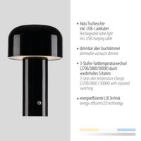 Akku- Tischleuchte AGNES, 1x LED-Board/1Watt/2700-5000Kelvin, IP20, Schwarz