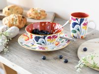 Folklore , 12-teiliges Geschirrset, Tafelservice aus Steinzeug