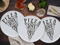 Pizzateller Set IN LOVE, 6-teiliges Geschirrset, Pizzateller aus Porzellan