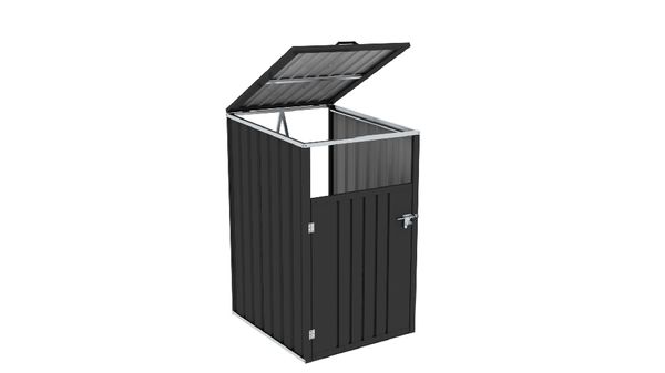 1er Mülltonnenbox aus verzinktem Stahl, ca. 80 x 80 x 122 cm - Anthrazit