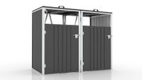 2er Mülltonnenbox aus verzinktem Stahl, ca. 160 x 80 x 122 cm - Anthrazit