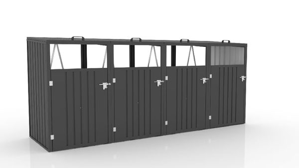 4er Mülltonnenbox, ca. 320 x 80 x 122 cm - Anthrazit