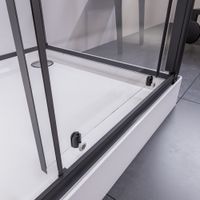 Komplettdusche Schiebetür mit Seitenwand links schwarz matt Klarglas