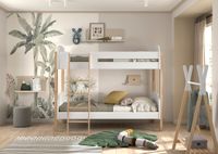 Vipack - KIDDY Etagenbett, 2 LF 90x200cm, m. Rolllattenrost, weiß lackiert, Absatz Kiefer