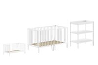 Vipack - DINO Set best. aus Baby/Juniorbett und Wickelregal, Buche massiv weiß lackiert