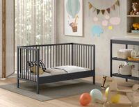 Vipack - DINO Baby-/Juniorbett 70 x 140 cm, höhenverst. Lattenrost, Buche massiv anthrazit lackiert