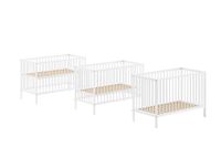 Vipack - DINO Gitter-Babybett 60 x 120 cm, höhenverst. Lattenrost, Buche massiv weiß lackiert