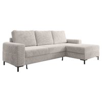 Ecksofa SAIGON Cord Lichtgrau mit Bettfunktion und Bettkasten Bett Sofa Schlafsofa Ottomane rechts